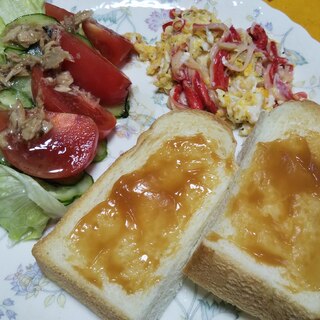 蟹カマ卵とツナ野菜サラダとトースト☆